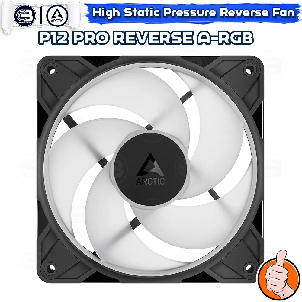 [CoolBlasterThai] ARCTIC P12 PRO REVERSE PST A-RGB BLACK (size 120 mm.) X3 Value Pack PC Fan Case ประกัน 6 ปี