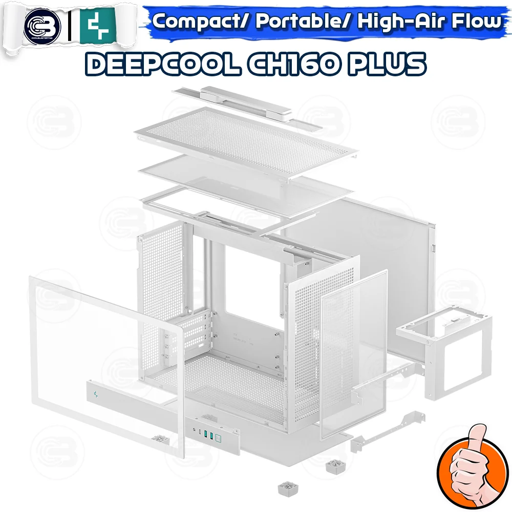 [CoolBlasterThai] DEEPCOOL CH160 PLUS WHITE M-ATX High-Airflow PC Case ประกัน 1 ปี