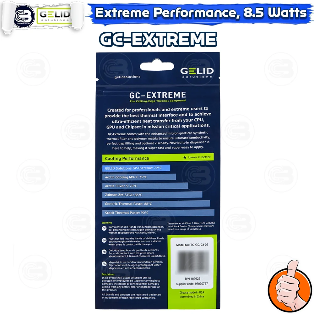 [CoolBlasterThai] GELID GC-Extreme Thermal Compound 10G (TC-GC-03-02) (ซิลิโคนนำความร้อน)