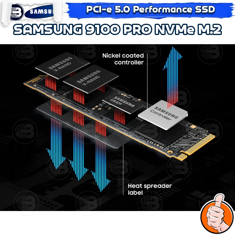 [CoolBlasterThai] SAMSUNG 9100 PRO NVMe M.2 SSD PCIe Gen 5.0 2TB ประกัน 5 ปี (MZ-VAP2T0BW)