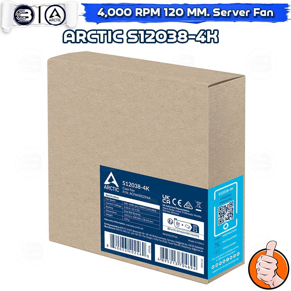 [CoolBlasterThai] ARCTIC S12038-4K 4000 RPM (size 120 mm.) PC Fan Case ประกัน 6 ปี