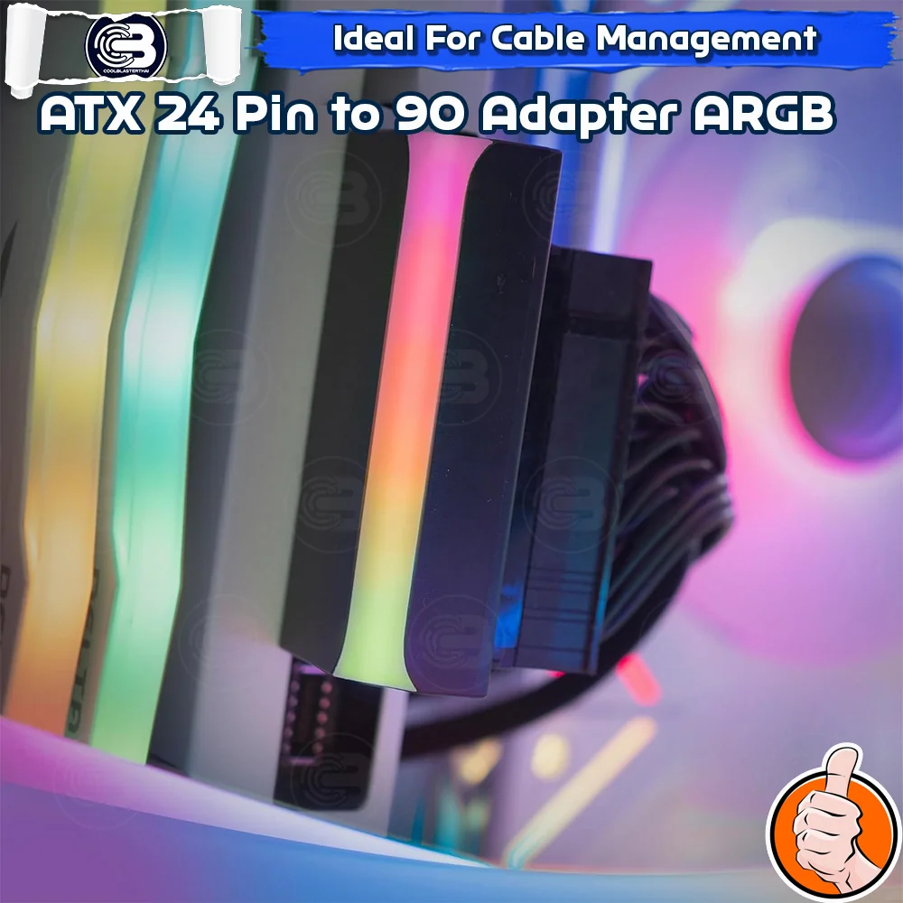 [CoolBlasterThai] Cable Management ATX 24 Pin 90 Degree Adapter ARGB WHITE