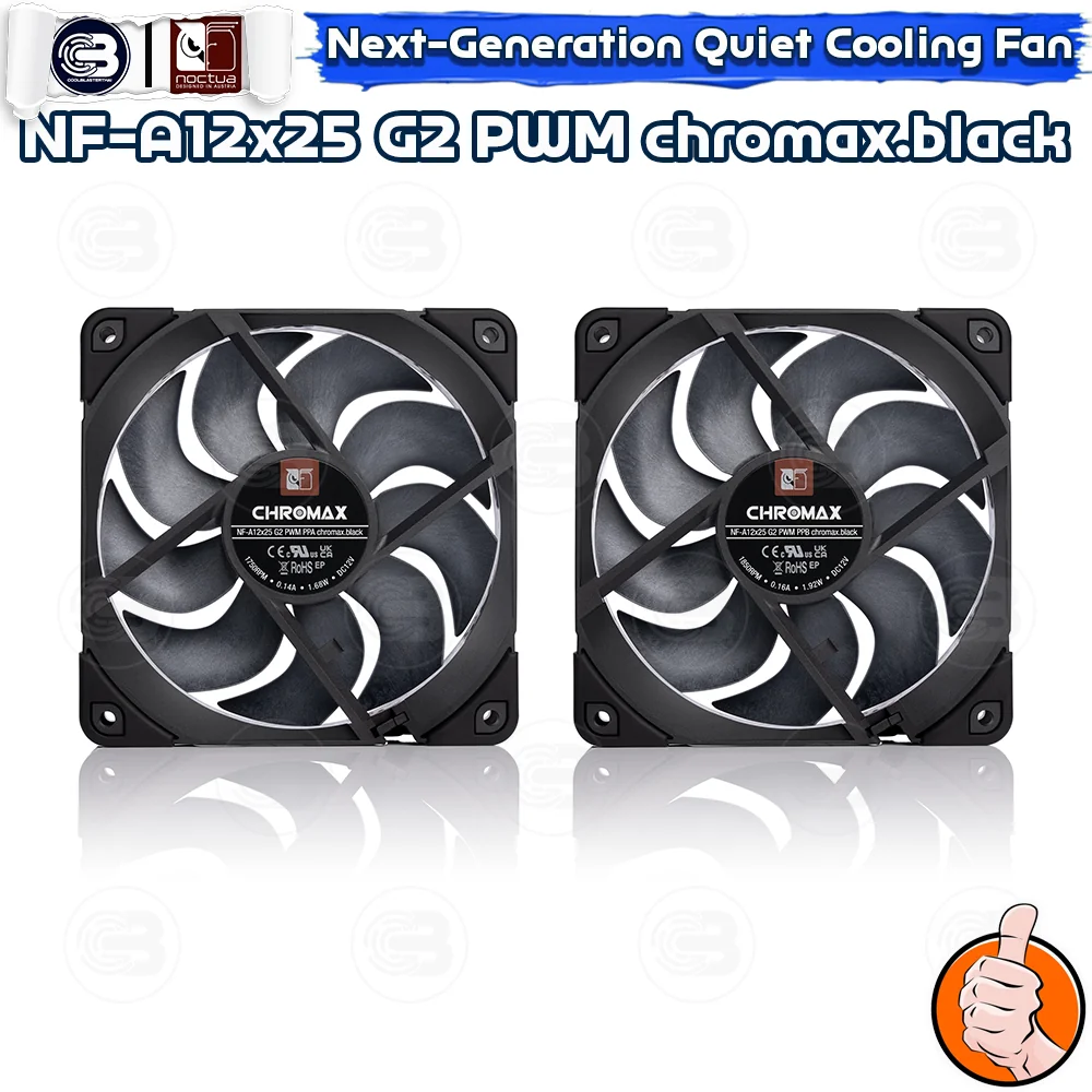 [CoolBlasterThai] NOCTUA NF-A12x25 G2 PWM Sx2-PP Chromax.Black PC Fan Case (size 120 mm.) ประกัน 6 ปี