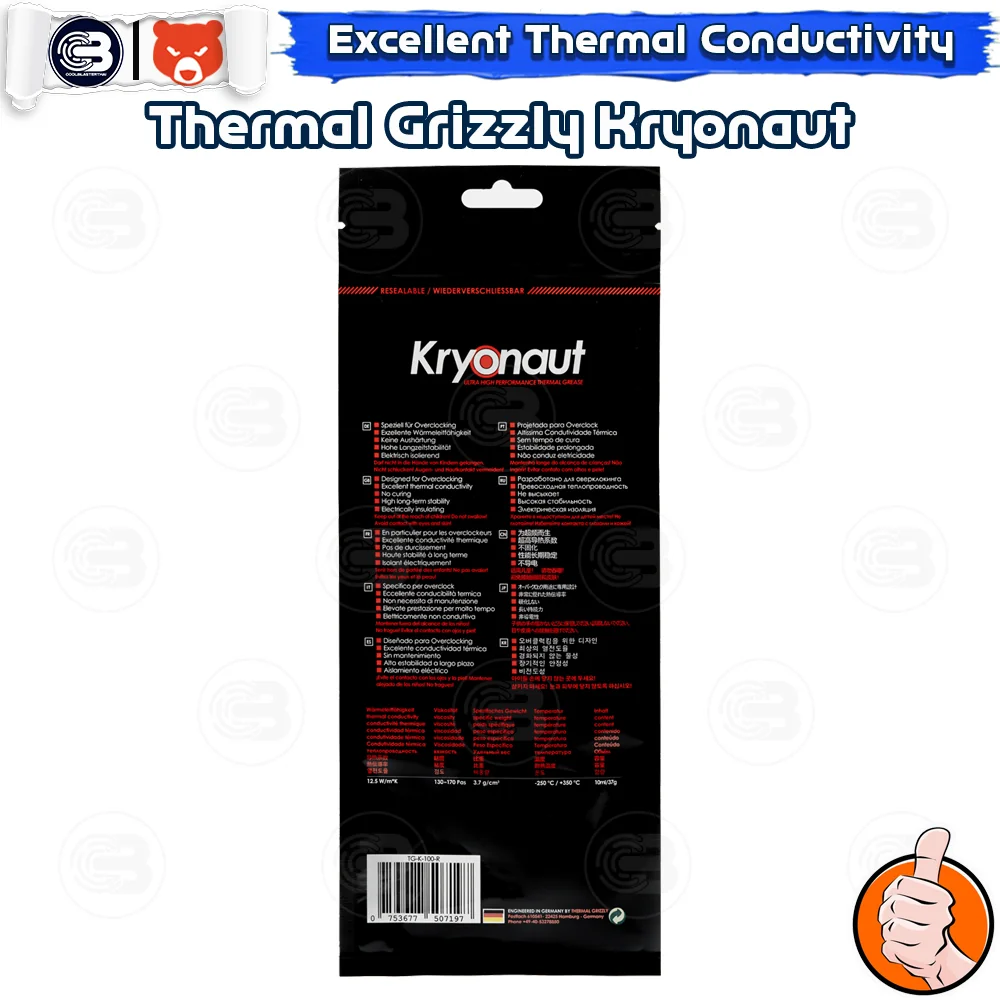 [CoolBlasterThai] THERMAL GRIZZLY KRYONAUT 37g.Thermal compound (ซิลิโคนนำความร้อน)