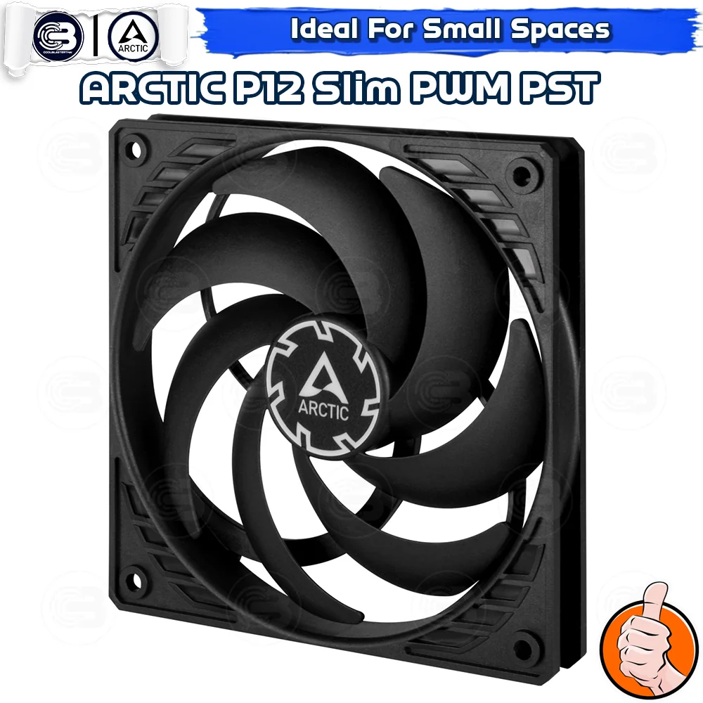 [CoolBlasterThai] ARCTIC P12 SLIM PWM PST BLACK (120 mm.) X3 Value Pack PC Fan Case ประกัน 6 ปี