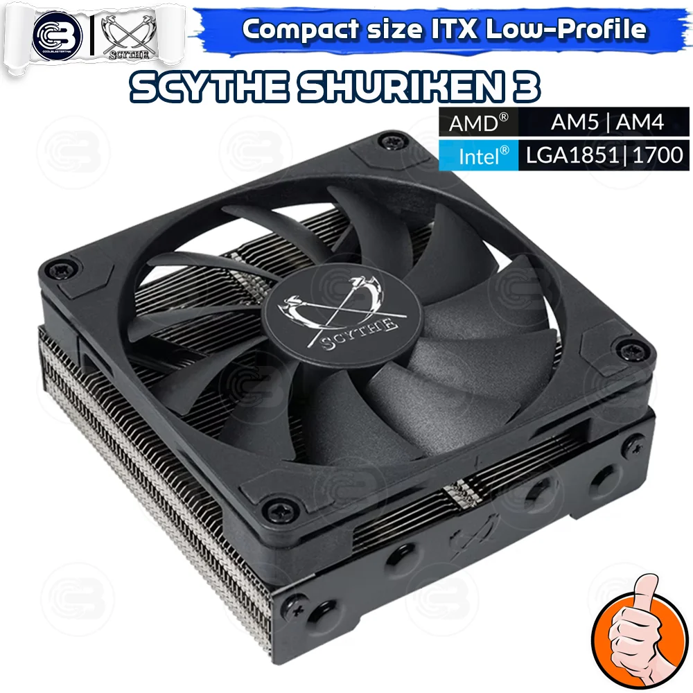 [CoolBlasterThai] SCYTHE SHURIKEN 3 Black Low-Profile CPU Cooler with 4 Heatpipes (AM5/LGA1851 Ready)