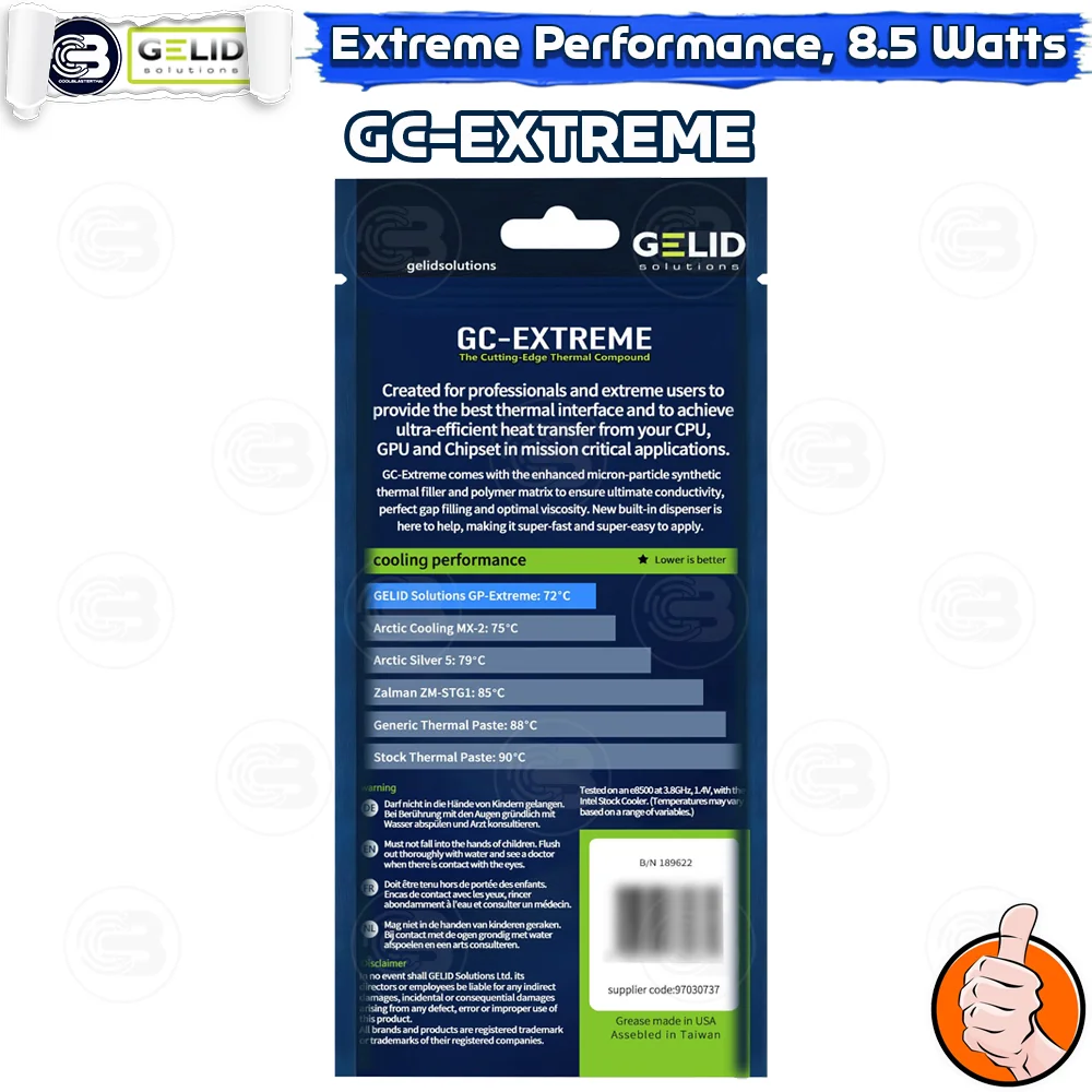 [CoolBlasterThai] GELID GC-Extreme Thermal Compound 3.5G.(TC-GC-03-A-3-5G) (ซิลิโคนนำความร้อน)