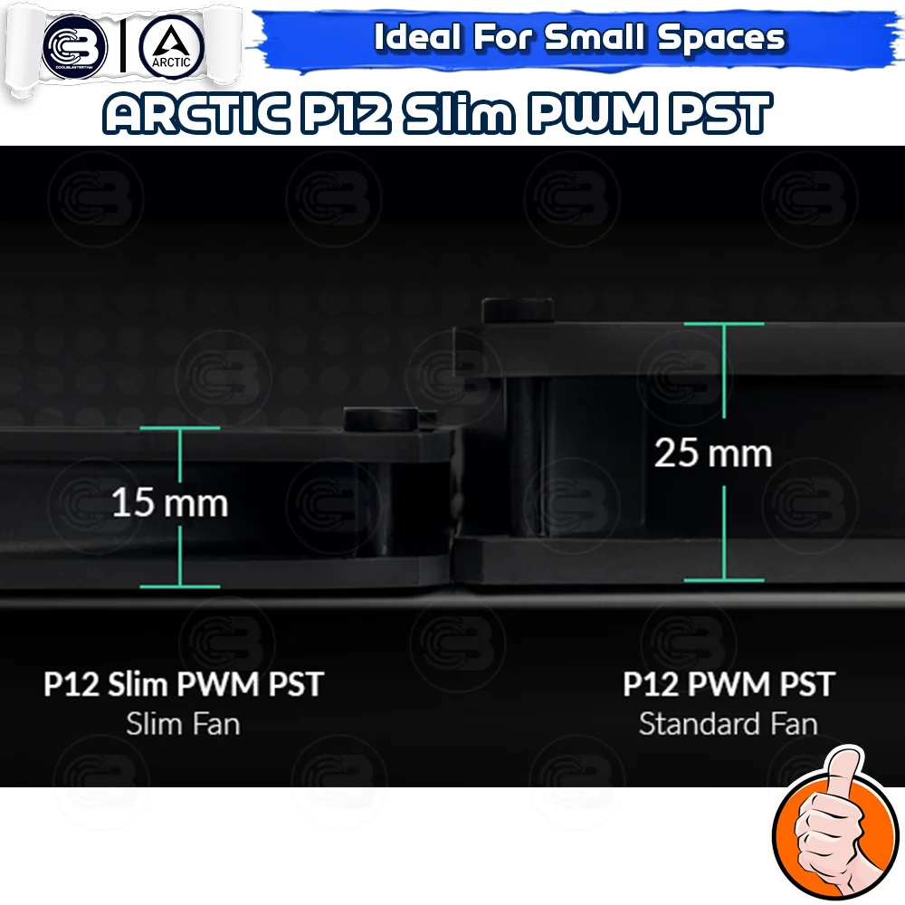 [CoolBlasterThai] ARCTIC P12 SLIM PWM PST BLACK (120 mm.) X3 Value Pack PC Fan Case ประกัน 6 ปี