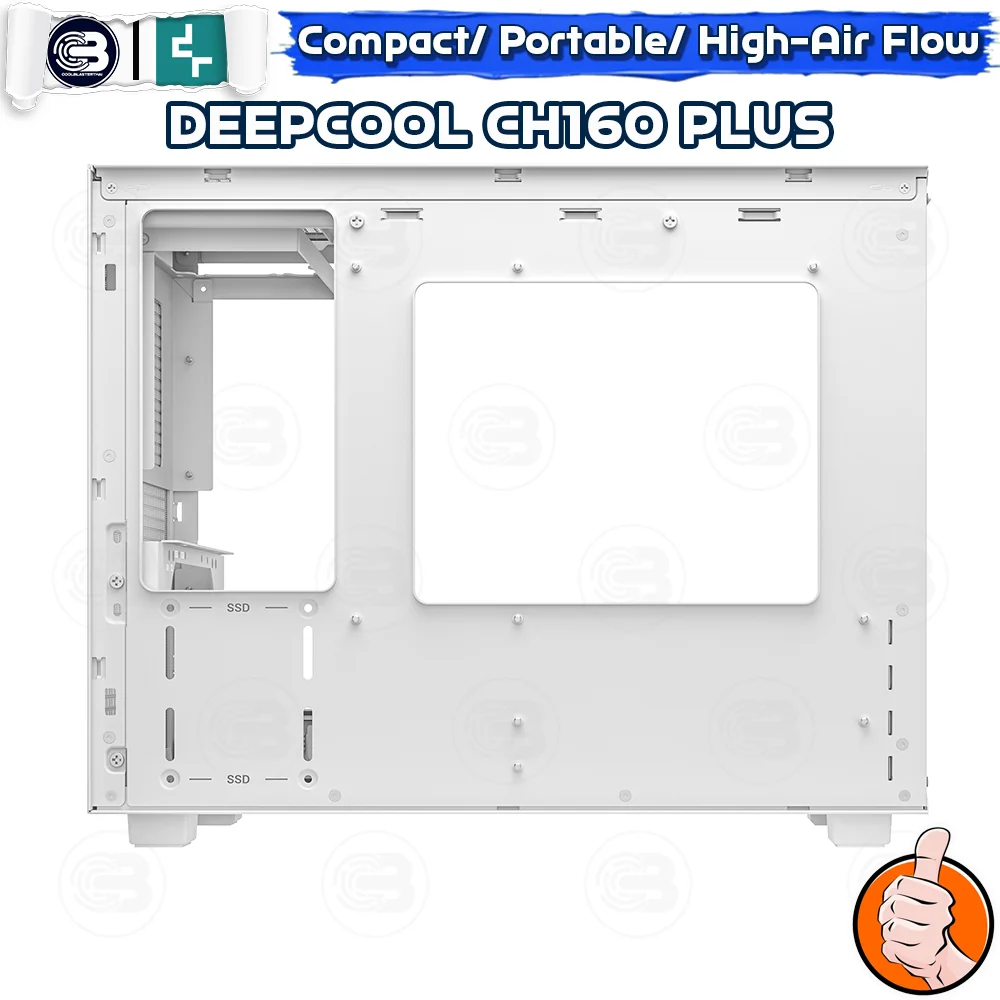 [CoolBlasterThai] DEEPCOOL CH160 PLUS WHITE M-ATX High-Airflow PC Case ประกัน 1 ปี