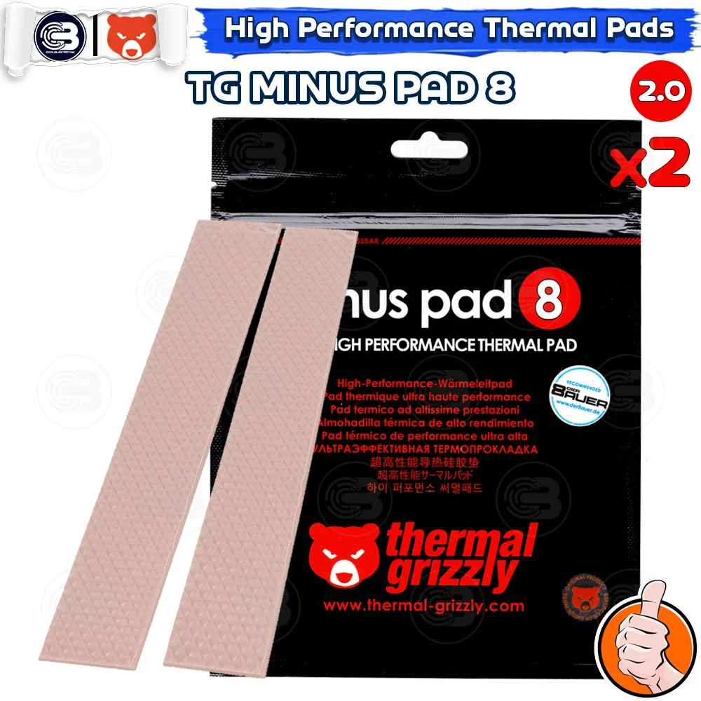 [CoolBlasterThai] THERMAL GRIZZLY MINUS PAD 8 Thermal Pad 2PCS- 120x20 /2.0 mm./8 W/mK