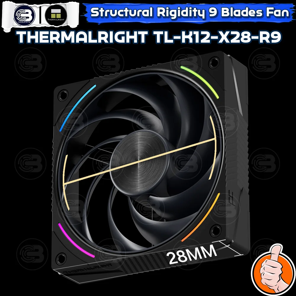 [CoolBlasterThai] THERMALRIGHT TL-K12-X28-R9 PC Fan A-RGB 9-BLADES BLACK 2400 RPM (size 120 mm.)