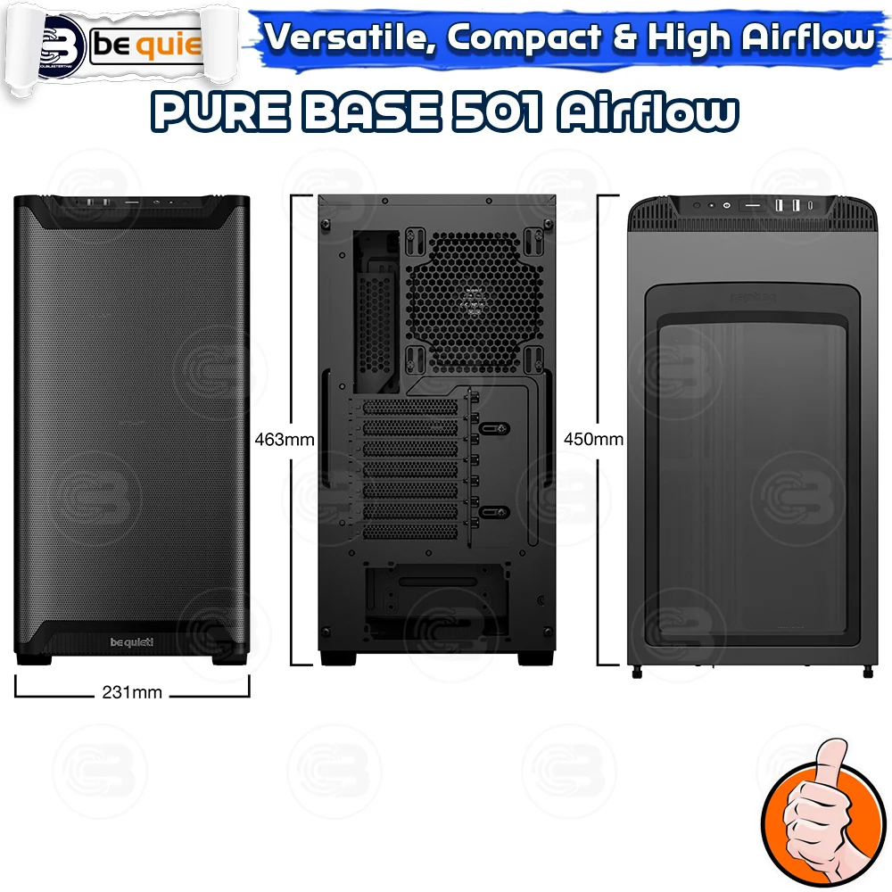 [CoolBlasterThai] Be Quiet PURE BASE 501 Airflow Black PC Case (BG074) ประกัน 3 ปี