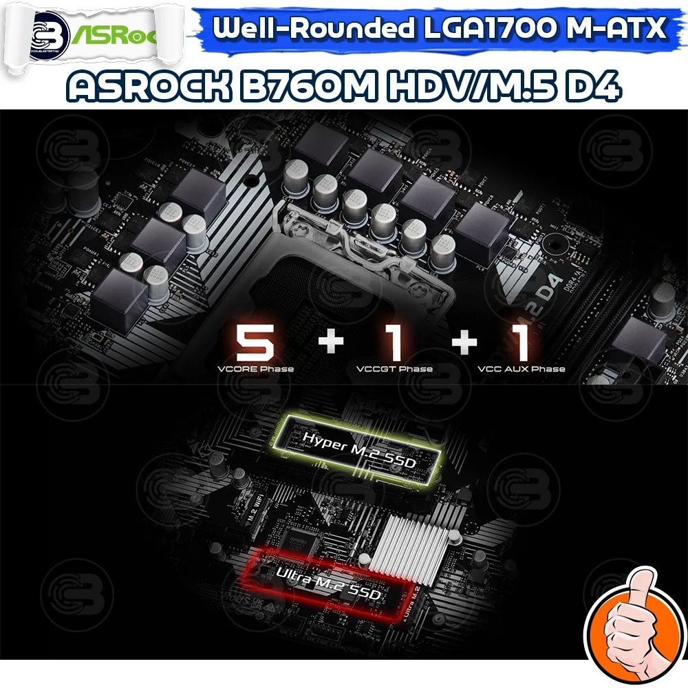 [CoolBlasterThai] ASROCK MAINBOARD B760M-HDVM.2 D4 Intel SOCKET LGA1700 DDR4 M-ATX ประกัน 3 ปี