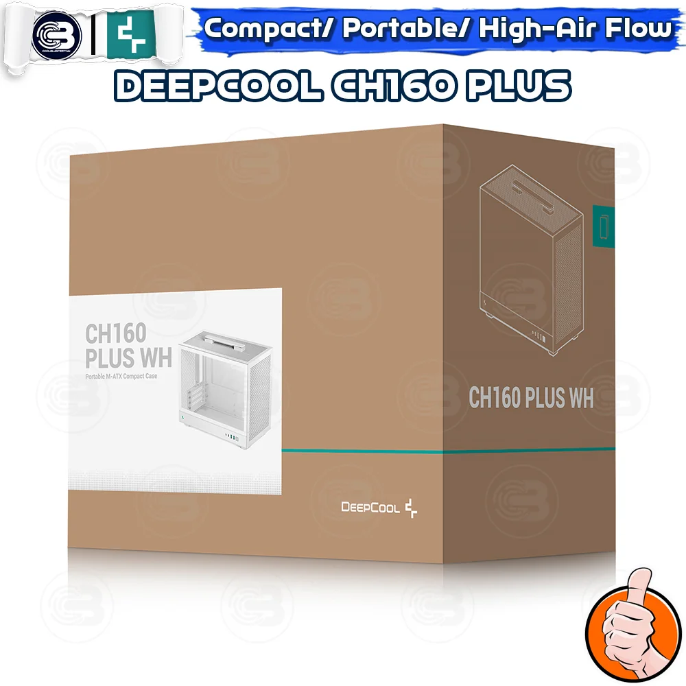 [CoolBlasterThai] DEEPCOOL CH160 PLUS WHITE M-ATX High-Airflow PC Case ประกัน 1 ปี