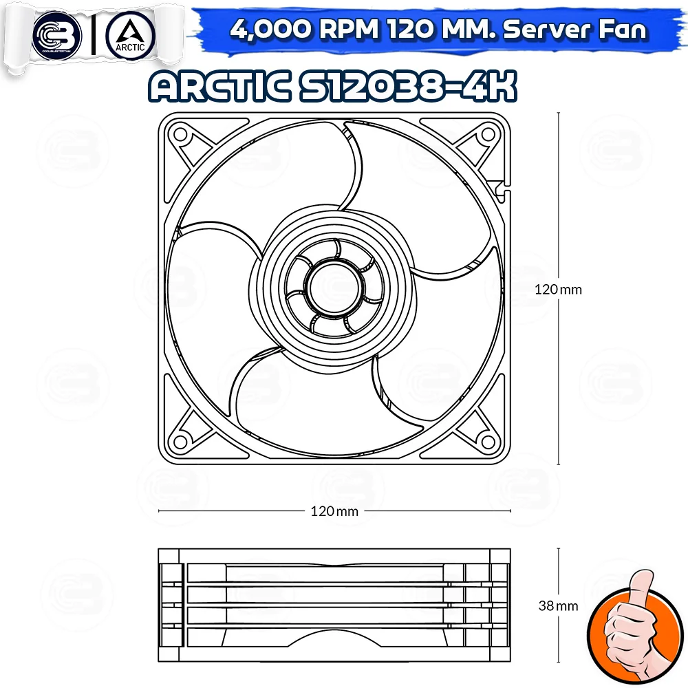 [CoolBlasterThai] ARCTIC S12038-4K 4000 RPM (size 120 mm.) PC Fan Case ประกัน 6 ปี