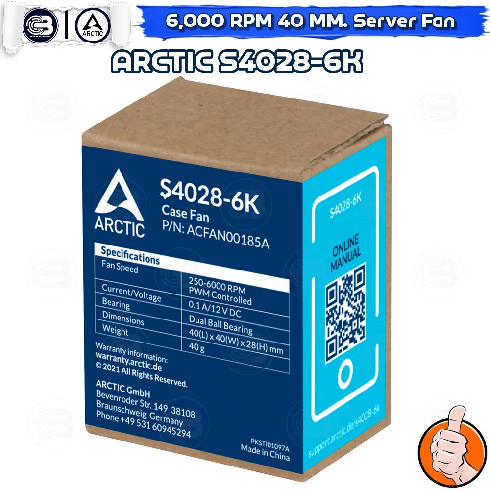 [CoolBlasterThai] ARCTIC S4028-6K 6000 RPM (size 40 mm.) Fan Case ประกัน 6 ปี
