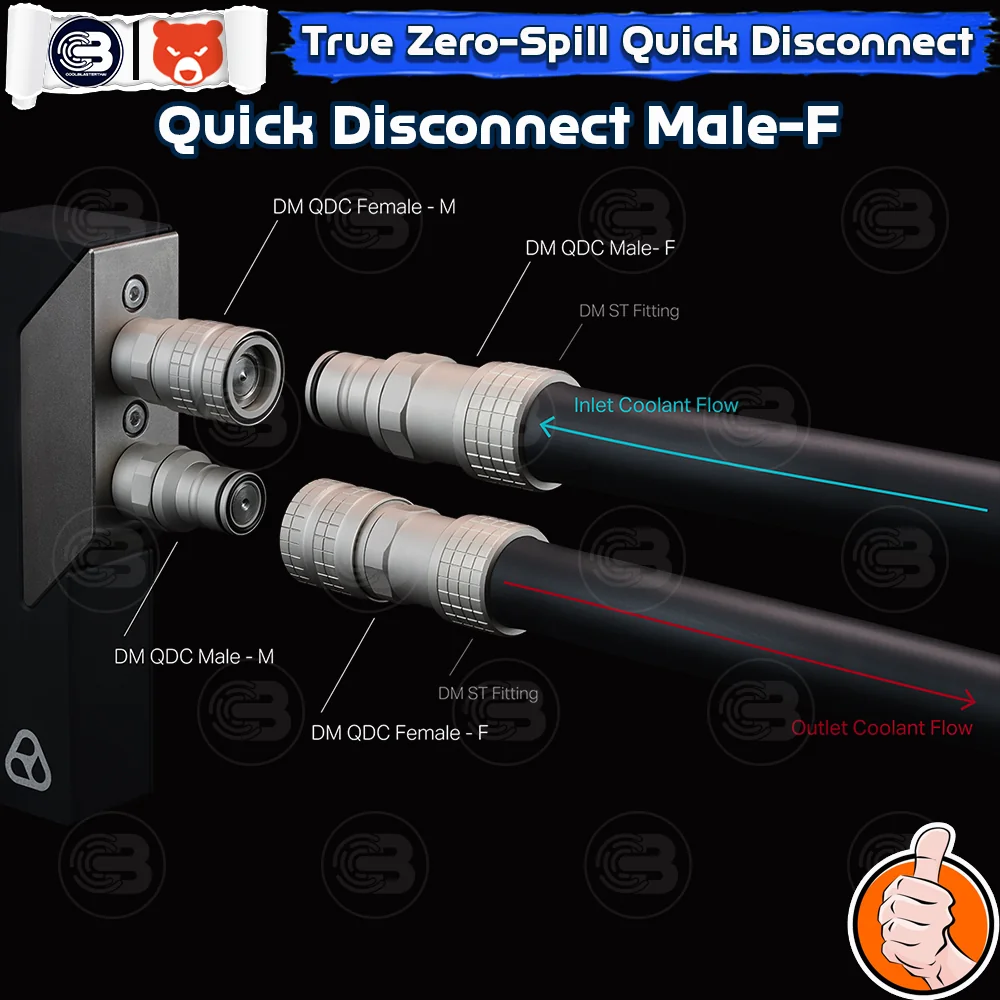 [CoolBlasterThai] THERMAL GRIZZLY DELTAMATE QUICK DISCONNECT MALE-F Matt Nickel Machined Brass