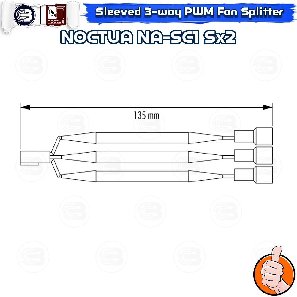 [CoolBlasterThai] NOCTUA NA-SC1 Sx2 Two Sleeved 3-way PWM Fan Splitter Cables ประกัน 6 ปี