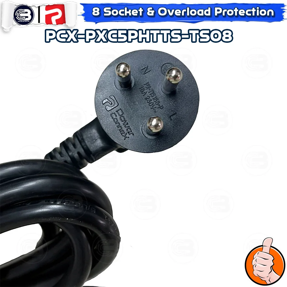 [CoolBlasterThai] PowerconneX Power plug Double Protection 8-WAY 3M (290+10CM) (PXC5PHTTS-TS08)