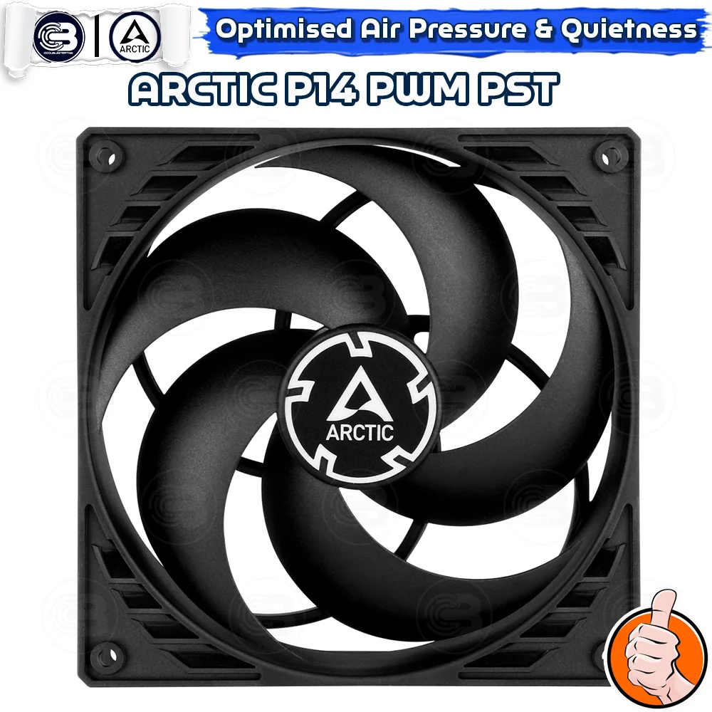 [CoolBlasterThai] ARCTIC P14 PWM PST BLACK (BULK PACKAGING) (140 mm.) Fan Case ประกัน 6 ปี