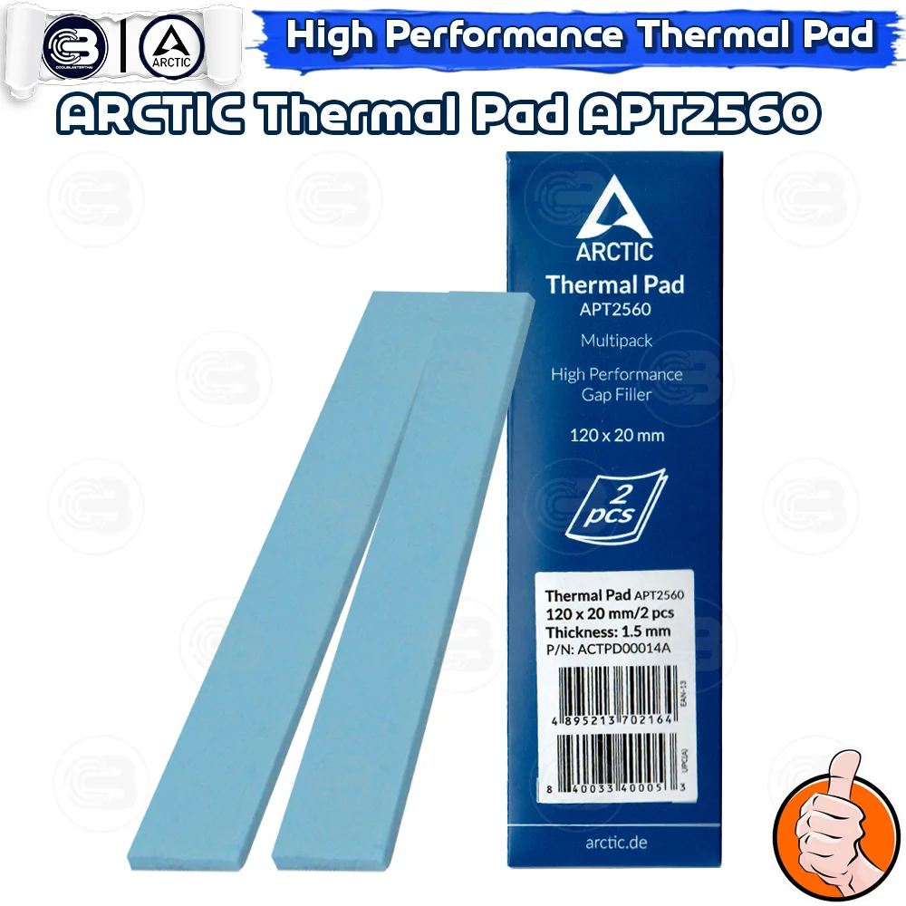 [CoolBlasterThai] ARCTIC Thermal Pad TP-2 (APT2560) 120x20x1.5 mm.(2 PCS) /6.0 W/mK (ซิลิโคนนำความร้อน)