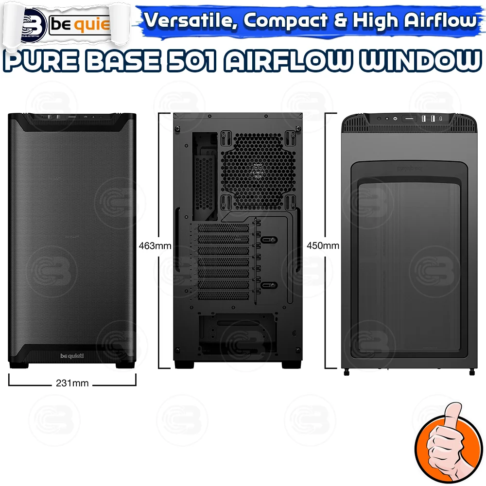 [CoolBlasterThai] Be Quiet PURE BASE 501 Airflow Window Black PC Case (BGW74) ประกัน 3 ปี