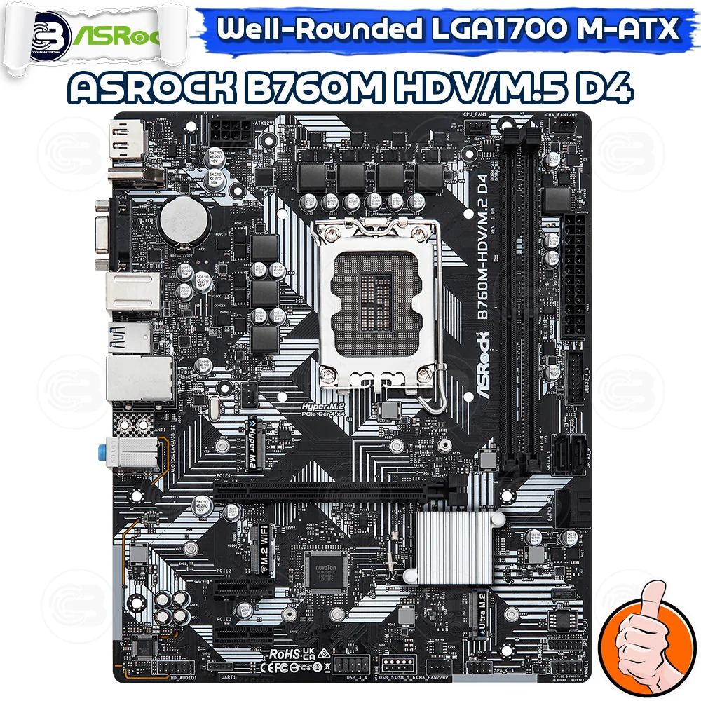[CoolBlasterThai] ASROCK MAINBOARD B760M-HDVM.2 D4 Intel SOCKET LGA1700 DDR4 M-ATX ประกัน 3 ปี