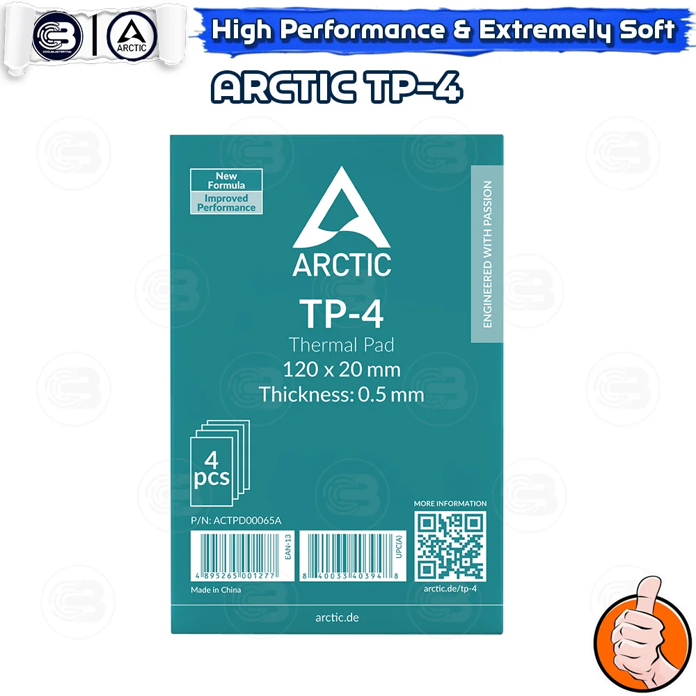 [CoolBlasterThai] ARCTIC TP-4 High Performance Extremely Soft Thermal Pad 120x20x0.5 mm.(4 PCS) (ซิลิโคนนำความร้อน)