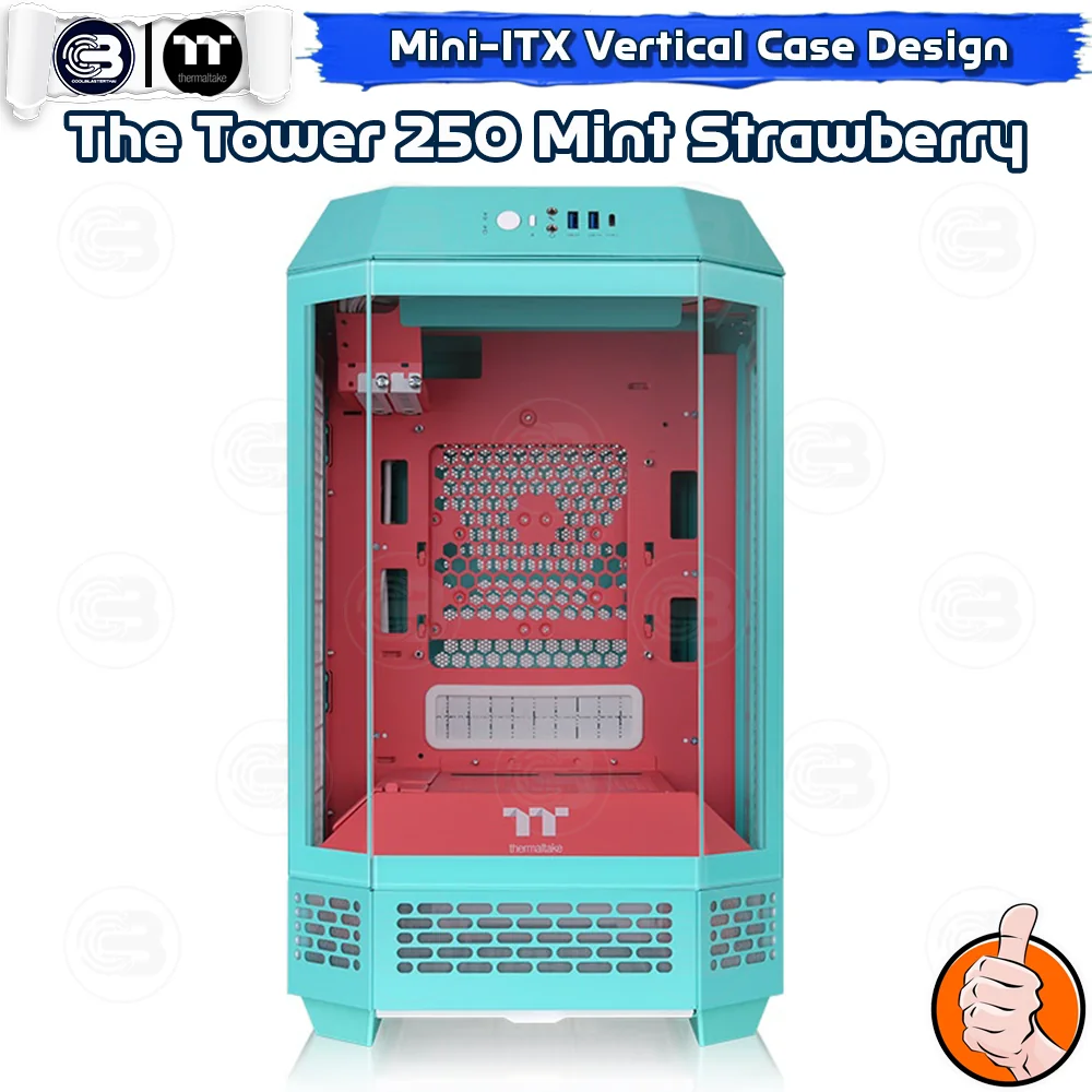[CoolBlasterThai] THERMALTAKE The Tower 250 Mint Strawberry mini-ITX case High-Airflow ประกัน 1 ปี