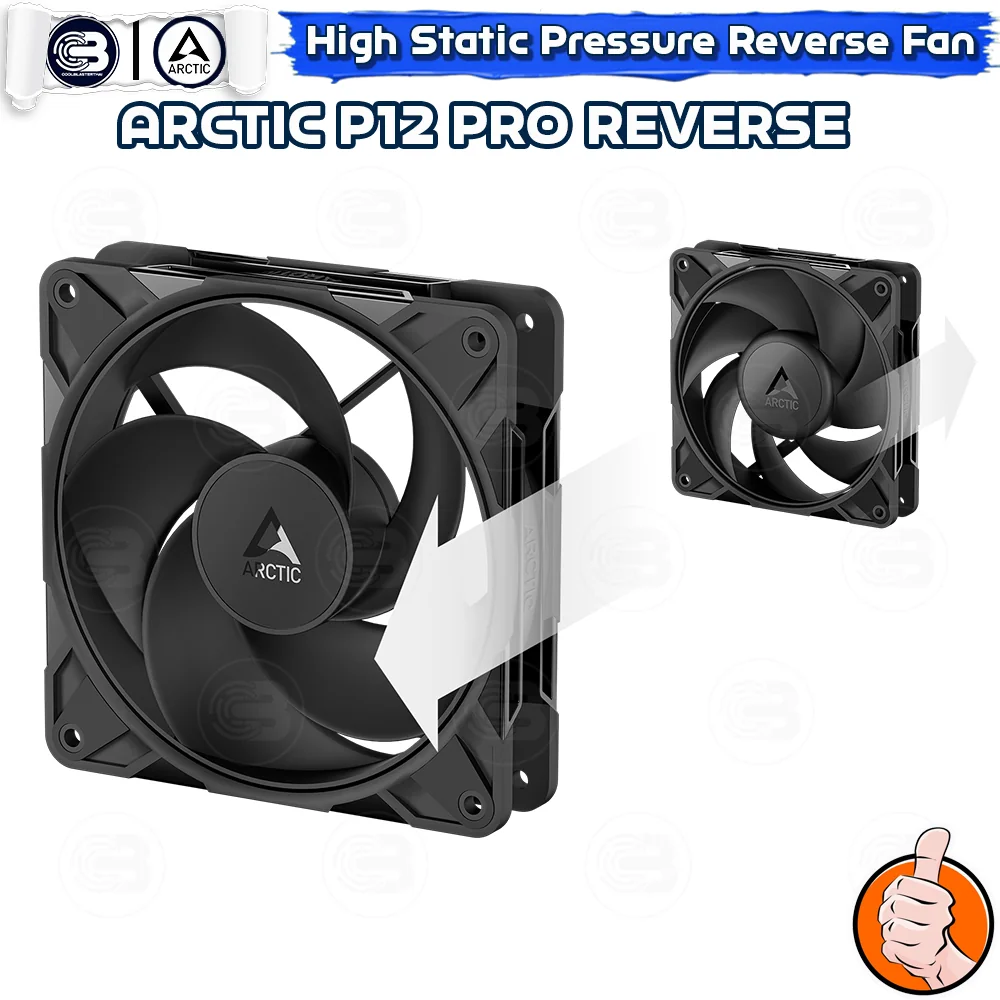 [CoolBlasterThai] ARCTIC P12 PRO REVERSE PST BLACK (size 120 mm.) X3 Value Pack PC Fan Case ประกัน 6 ปี