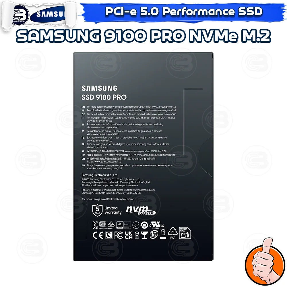 [CoolBlasterThai] SAMSUNG 9100 PRO NVMe M.2 SSD PCIe Gen 5.0 2TB ประกัน 5 ปี (MZ-VAP2T0BW)