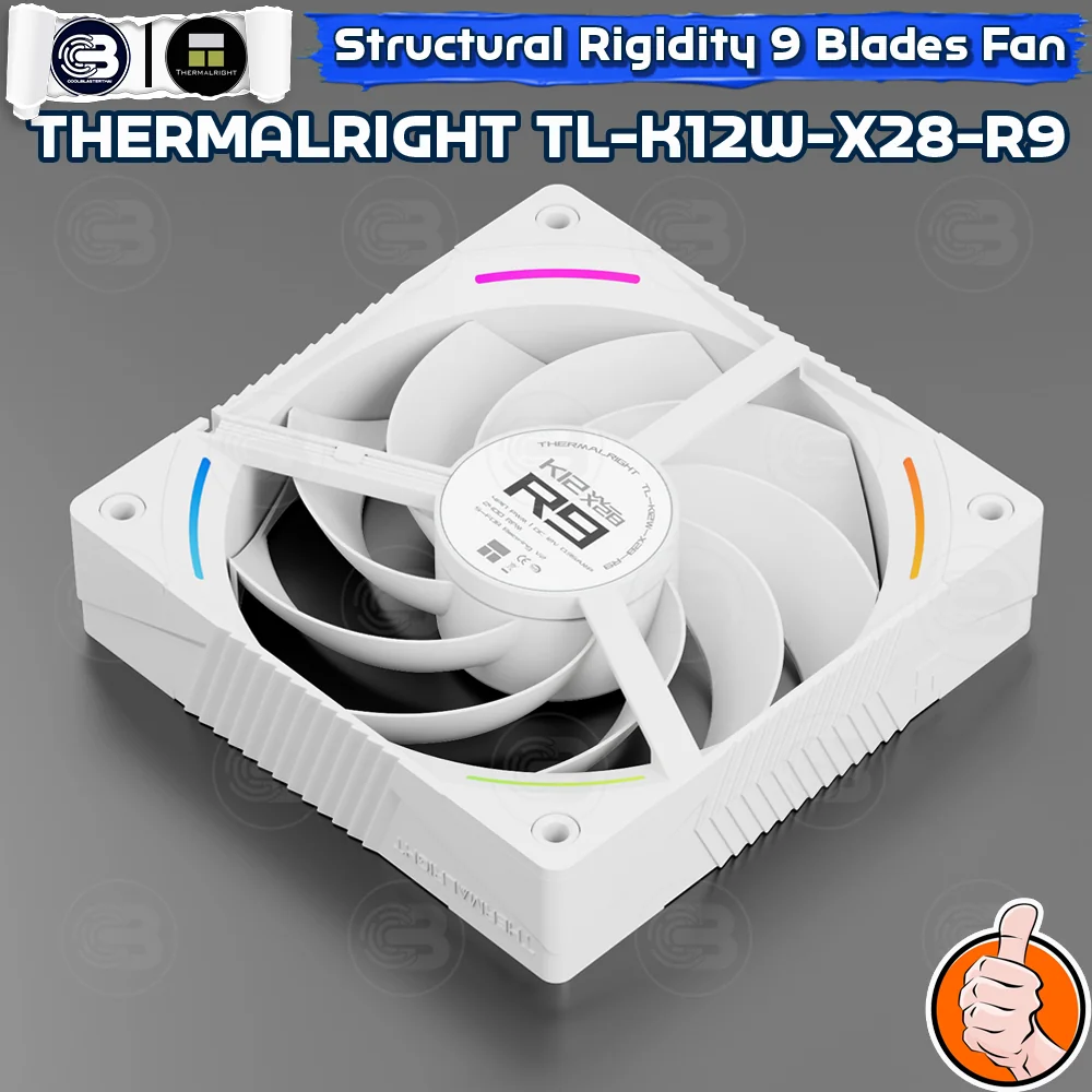 [CoolBlasterThai] THERMALRIGHT TL-K12W-X28-R9 PC Fan A-RGB 9-BLADES WHITE 2400 RPM (size 120 mm.)