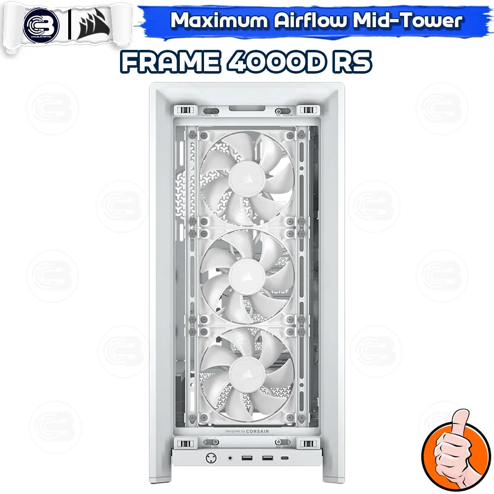 [CoolBlasterThai] CORSAIR FRAME 4000D AIRFLOW Mid-Tower PC Case - White ประกัน 2 ปี (CC-9011313-WW)