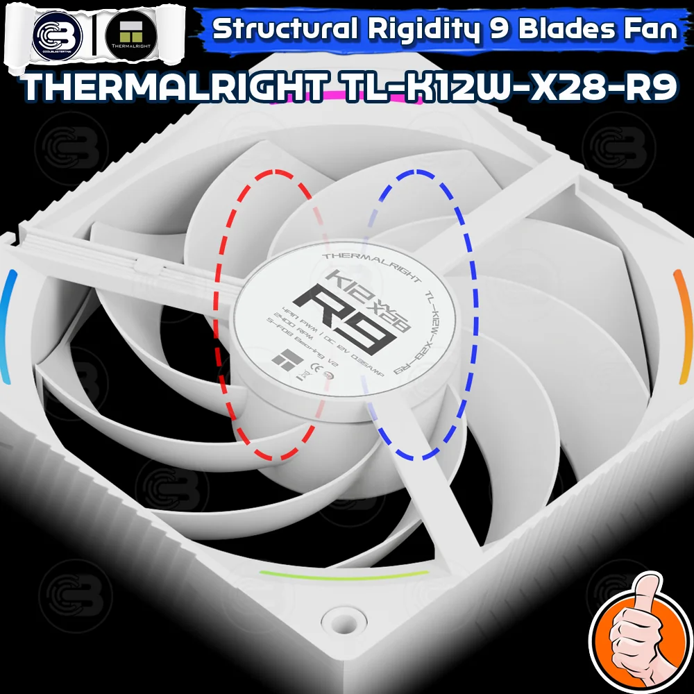 [CoolBlasterThai] THERMALRIGHT TL-K12W-X28-R9 PC Fan A-RGB 9-BLADES WHITE 2400 RPM (size 120 mm.)