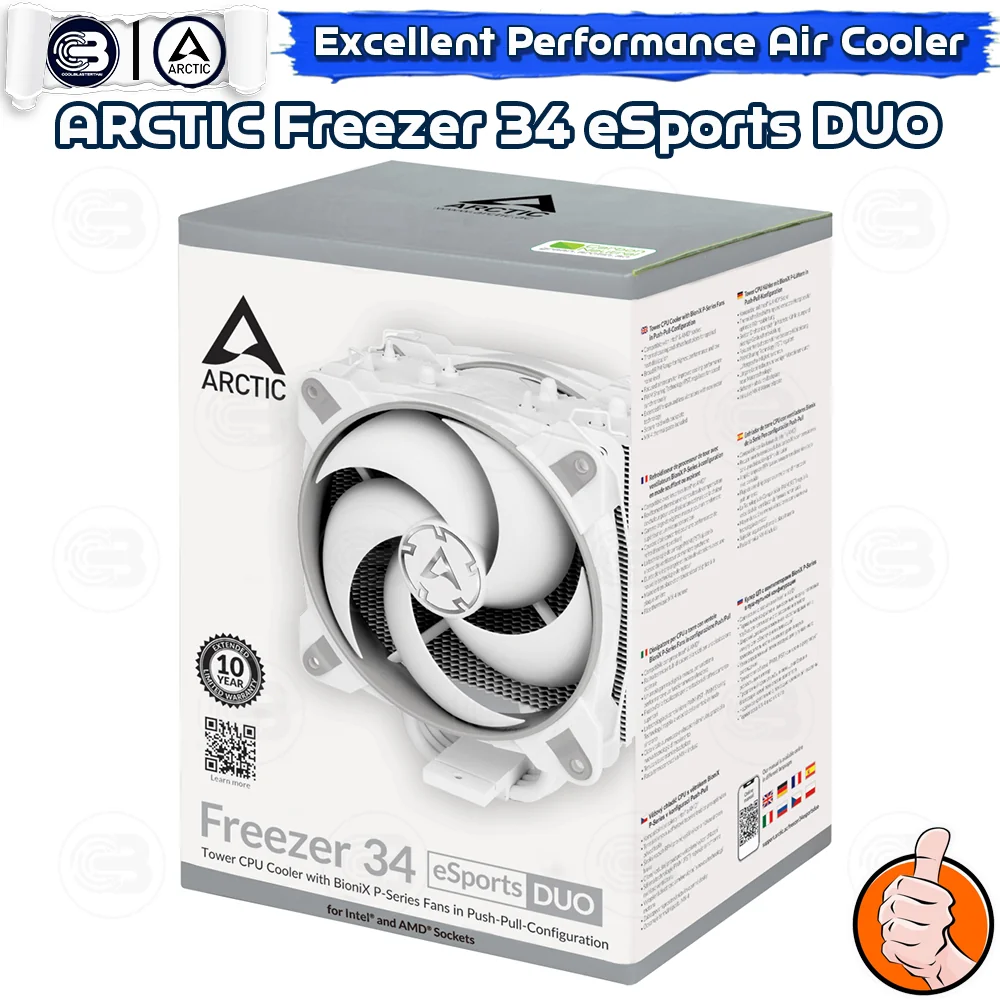 [CoolBlasterThai] ARCTIC FREEZER 34 eSports DUO (GREY-WHITE) Tower CPU Cooler (LGA1851/AM5 Ready)