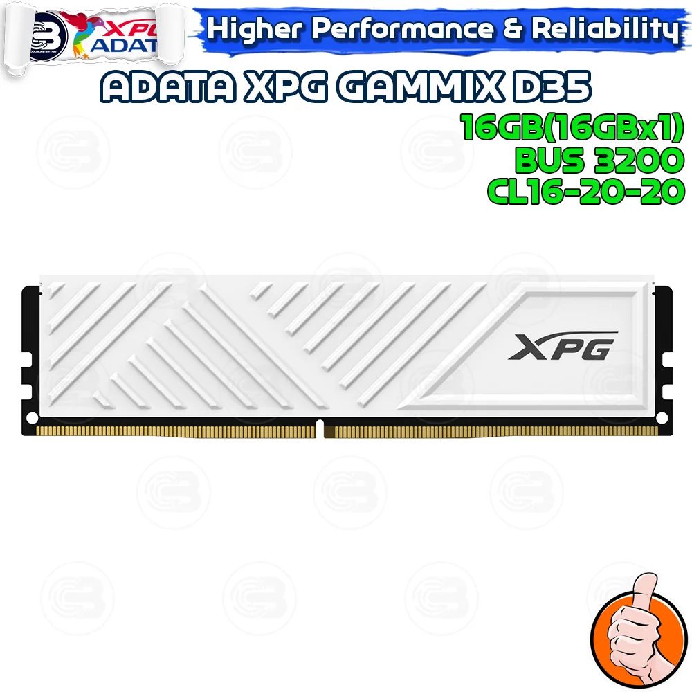 [CoolBlasterThai] ADATA XPG GAMMIX D35 WHITE16GB (16GBx1) DDR4-3200 CL16-20-20 (LT-Warranty)