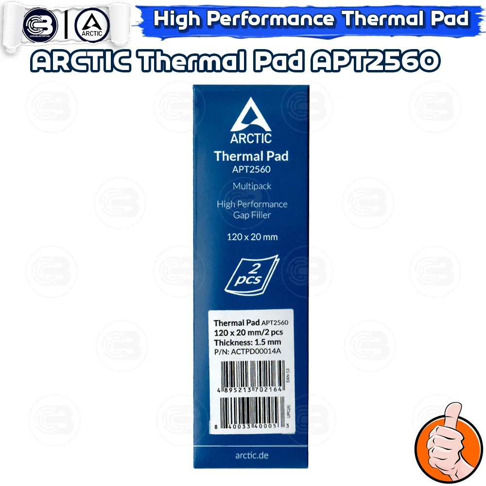 [CoolBlasterThai] ARCTIC Thermal Pad TP-2 (APT2560) 120x20x1.5 mm.(2 PCS) /6.0 W/mK (ซิลิโคนนำความร้อน)