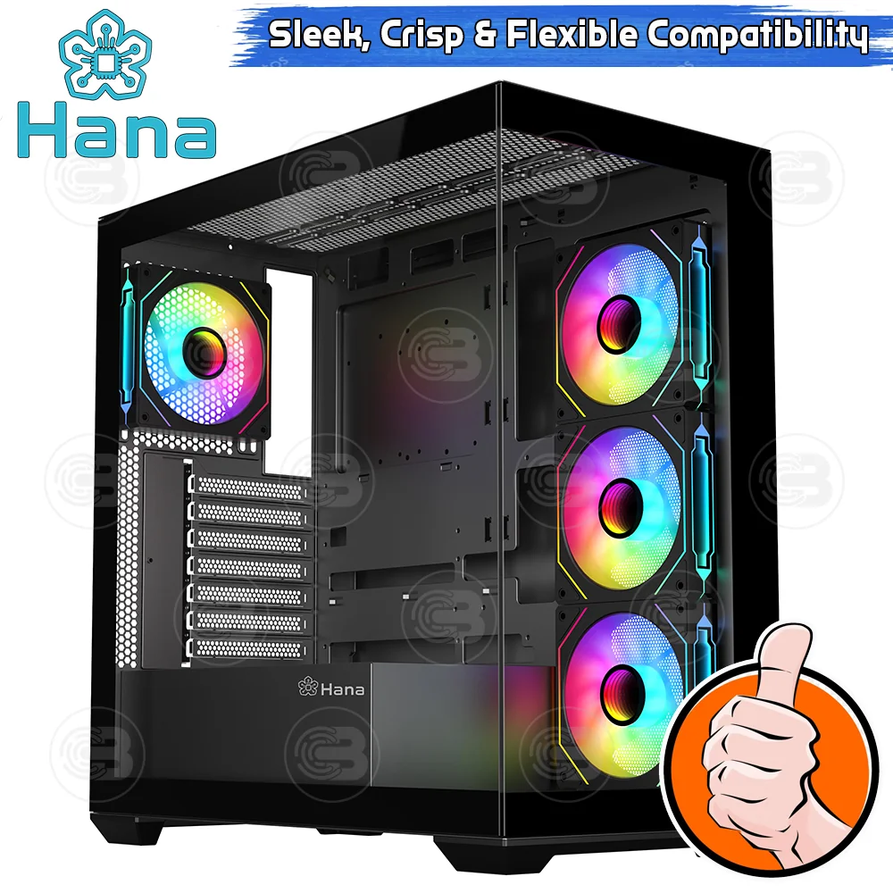 [CoolBlasterThai] Hana Inno HI102B Mid-Tower Tempered Glass PC Case Black ประกัน 1 ปี