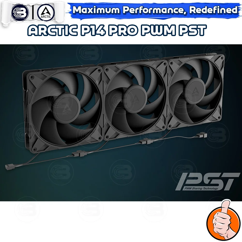 [CoolBlasterThai] ARCTIC P14 PRO PST BLACK (140 mm.) X5 Value Pack PC Fan Case ประกัน 6 ปี