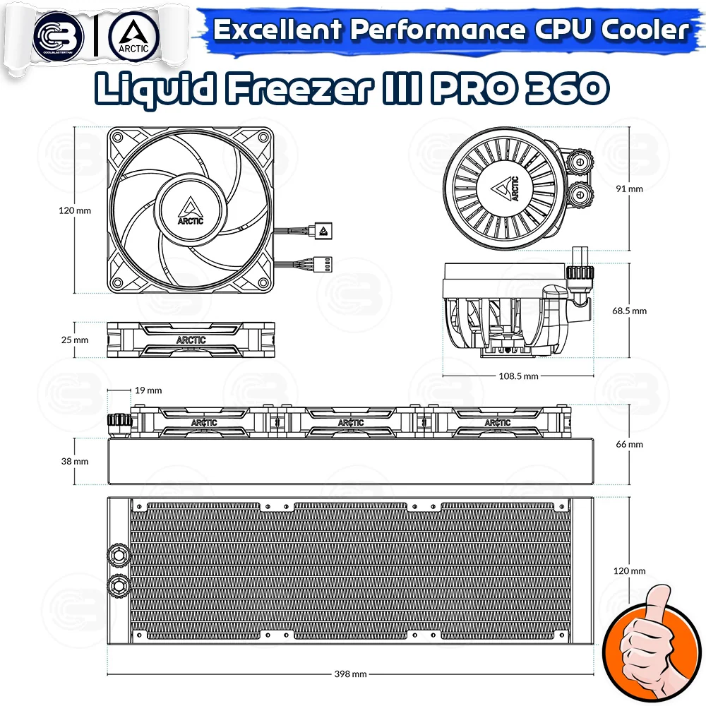 [CoolBlasterThai] ARCTIC Liquid Freezer III Pro 360 A-RGB White (All-In-One CPU Water Cooler) (LGA1851/1700/AM5/AM4)