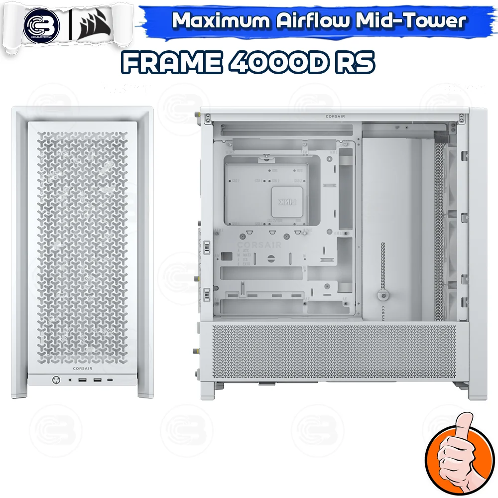 [CoolBlasterThai] CORSAIR FRAME 4000D AIRFLOW Mid-Tower PC Case - White ประกัน 2 ปี (CC-9011313-WW)