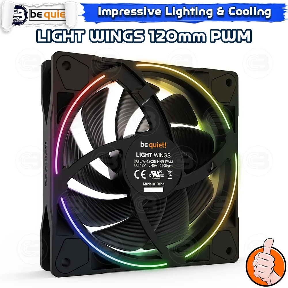 [CoolBlasterThai] Be Quiet Light Wings 120 PWM high-speed (3-Pack) PC Fan Case (BL077) ประกัน 3 ปี