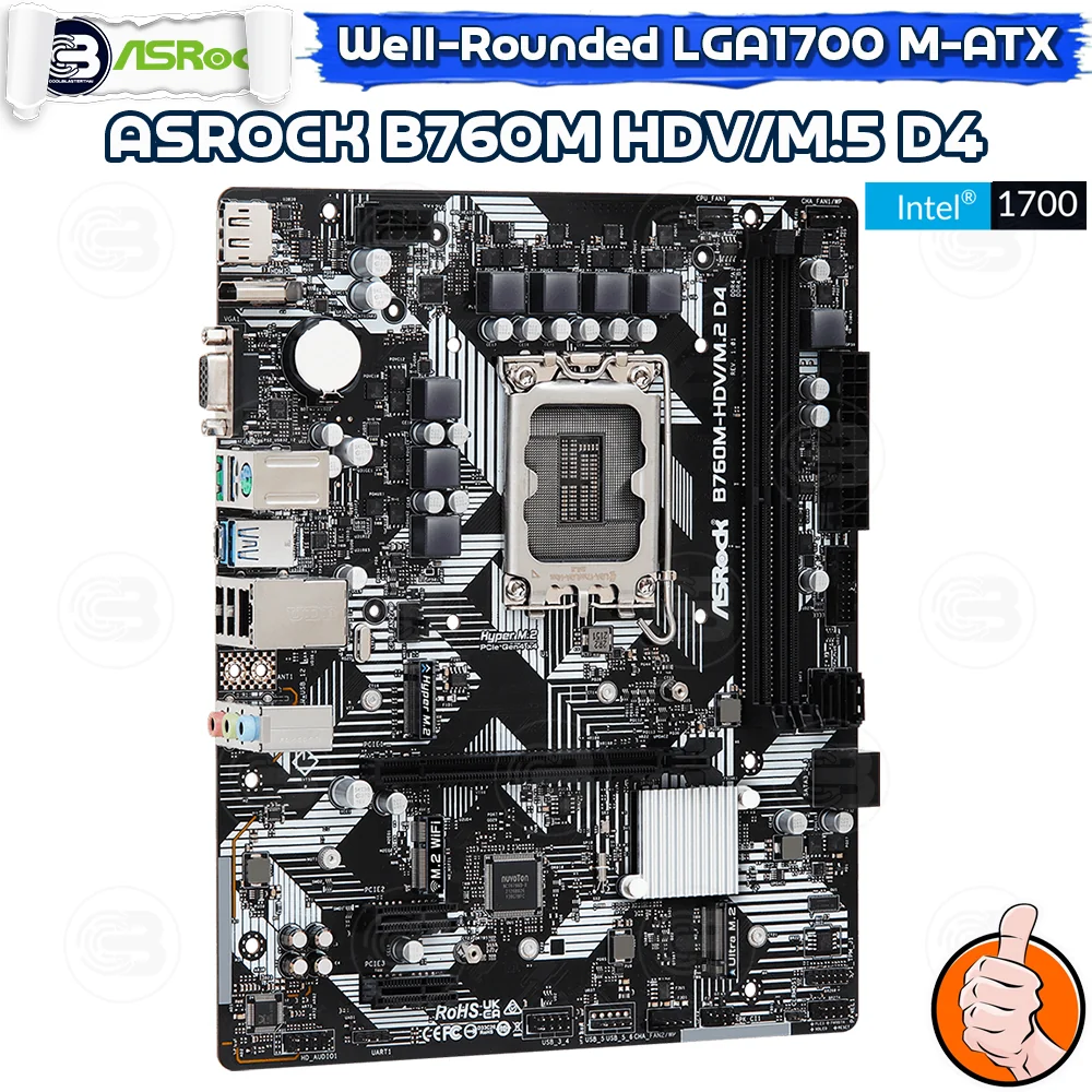 [CoolBlasterThai] ASROCK MAINBOARD B760M-HDVM.2 D4 Intel SOCKET LGA1700 DDR4 M-ATX ประกัน 3 ปี