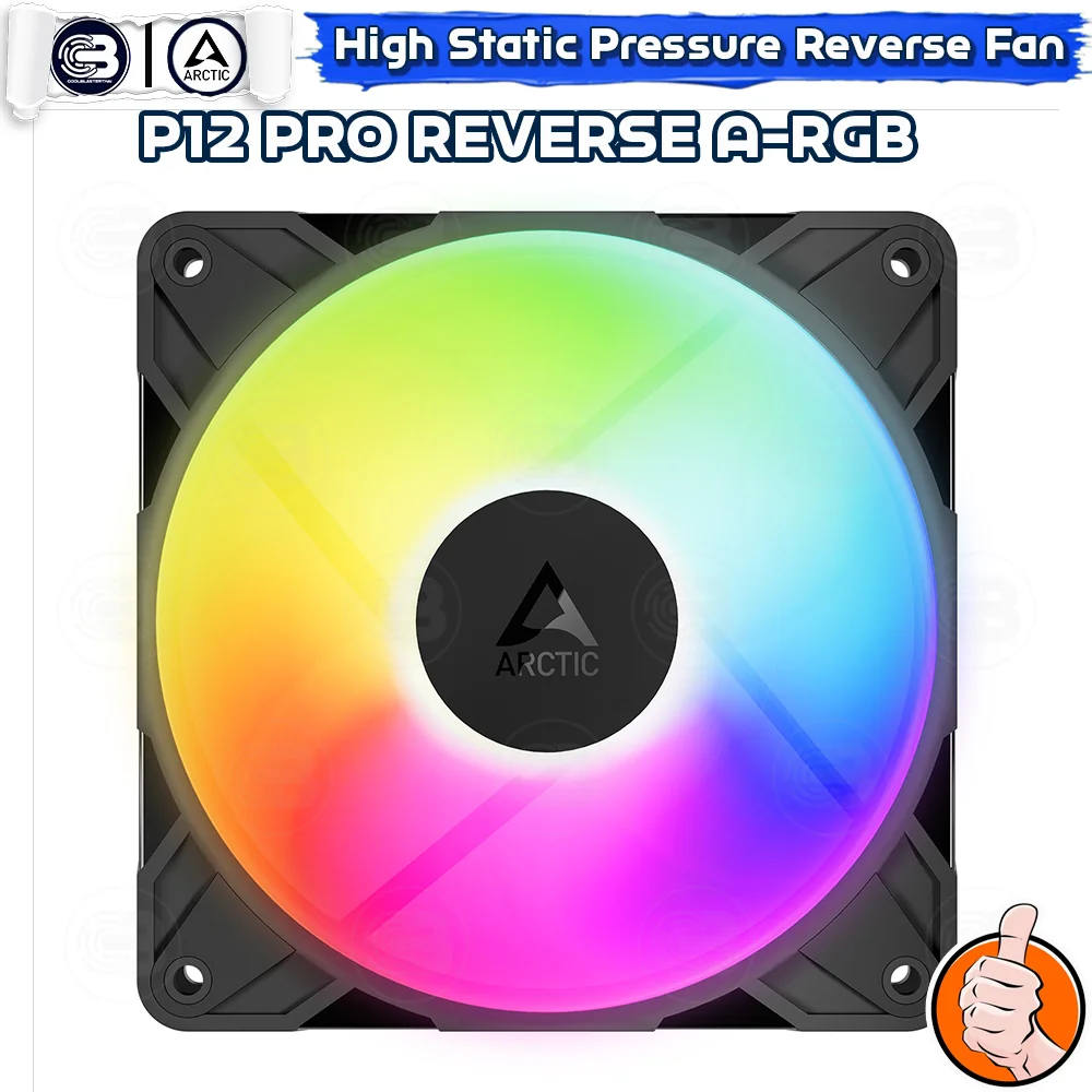 [CoolBlasterThai] ARCTIC P12 PRO REVERSE PST A-RGB BLACK (size 120 mm.) X3 Value Pack PC Fan Case ประกัน 6 ปี