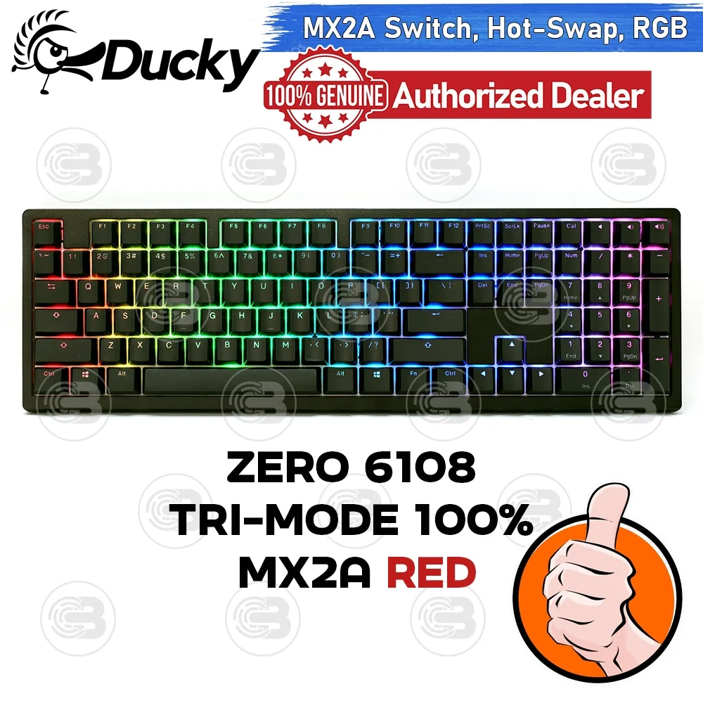 [CoolBlasterThai] Ducky ZERO 6108 Tri-Mode Connectivity RED MX2A Switch 100% TH/EN (คีย์บอร์ด)