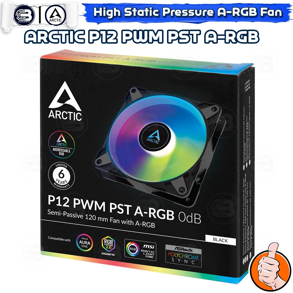 [CoolBlasterThai] ARCTIC P12 PWM PST A-RGB 0dB Black (size 120 mm.) PC Fan Case ประกัน 6 ปี