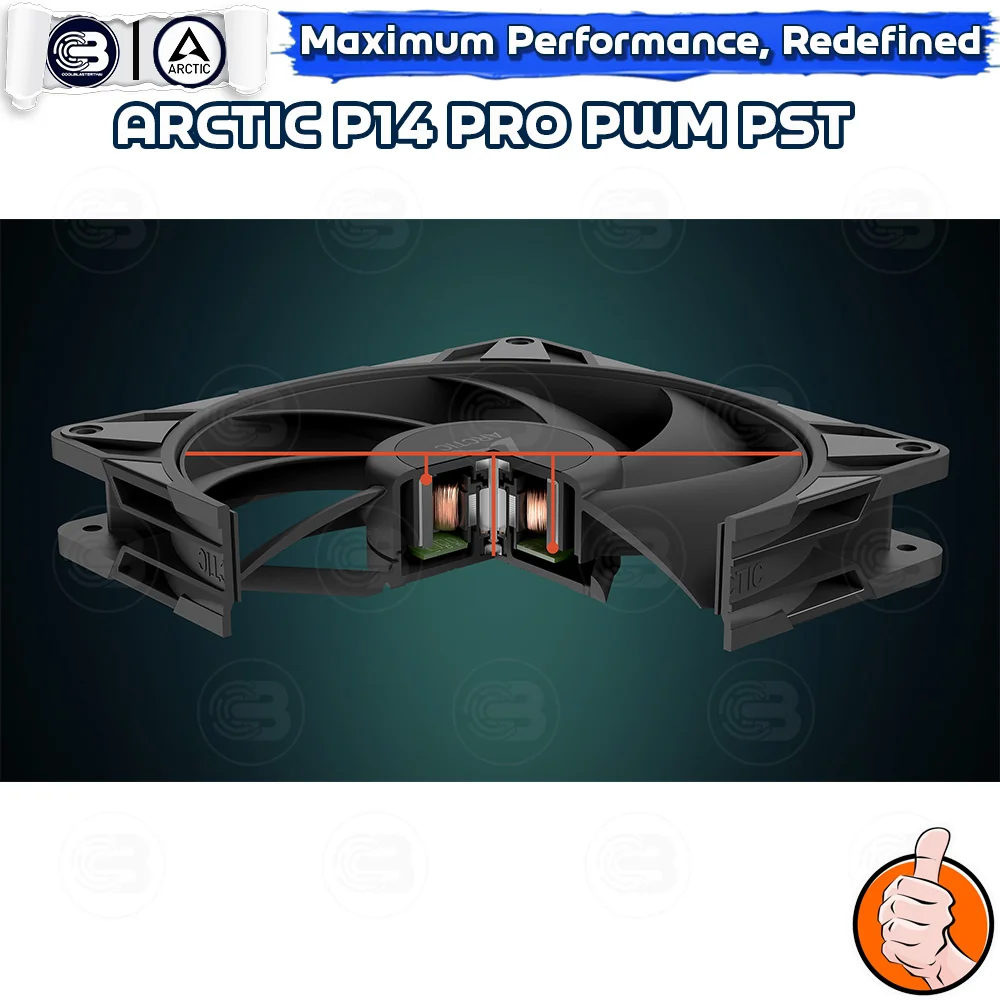 [CoolBlasterThai] ARCTIC P14 PRO PST BLACK (140 mm.) X5 Value Pack PC Fan Case ประกัน 6 ปี