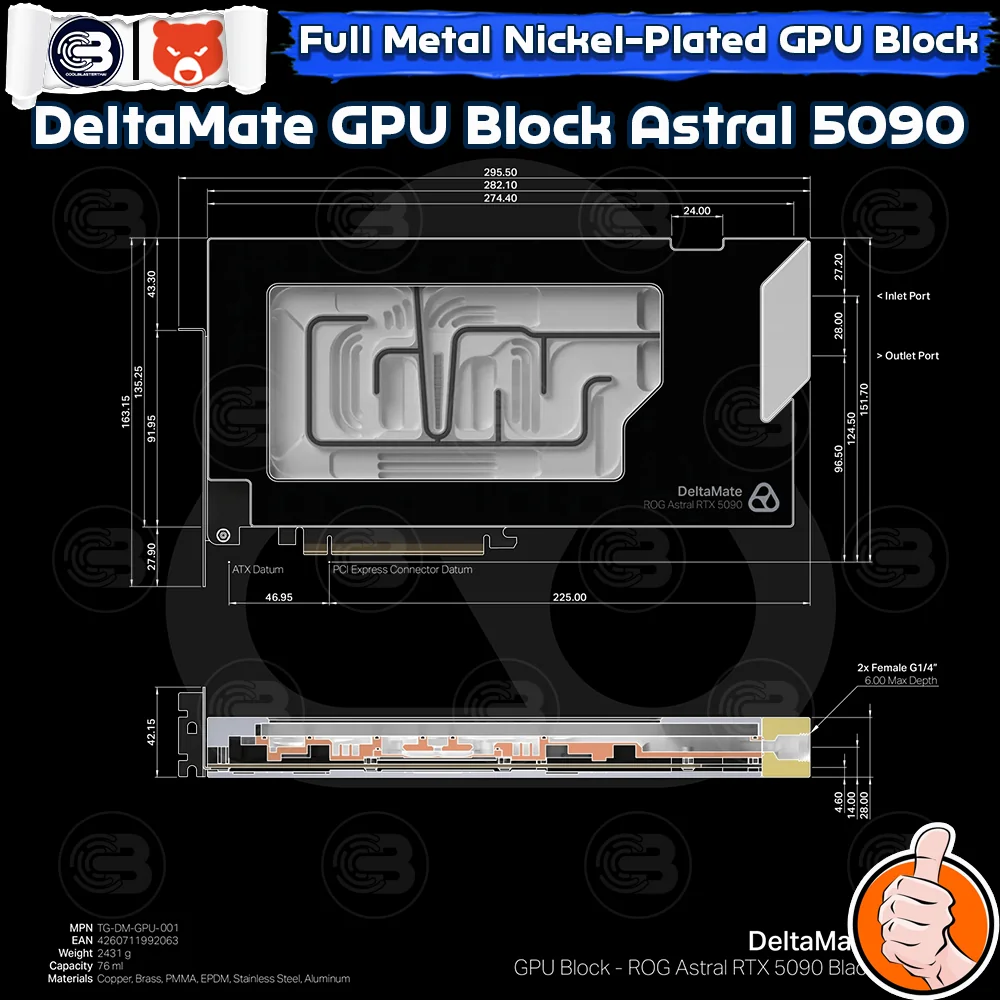 [CoolBlasterThai] THERMAL GRIZZLY DELTAMATE GPU Block ROG ASTRAL RTX 5090 Glass Edition