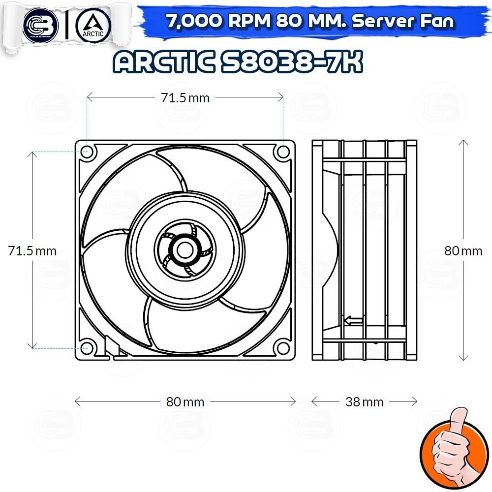 [CoolBlasterThai] ARCTIC S8038-7K 7000 RPM (size 80 mm.) Fan Case ประกัน 6 ปี