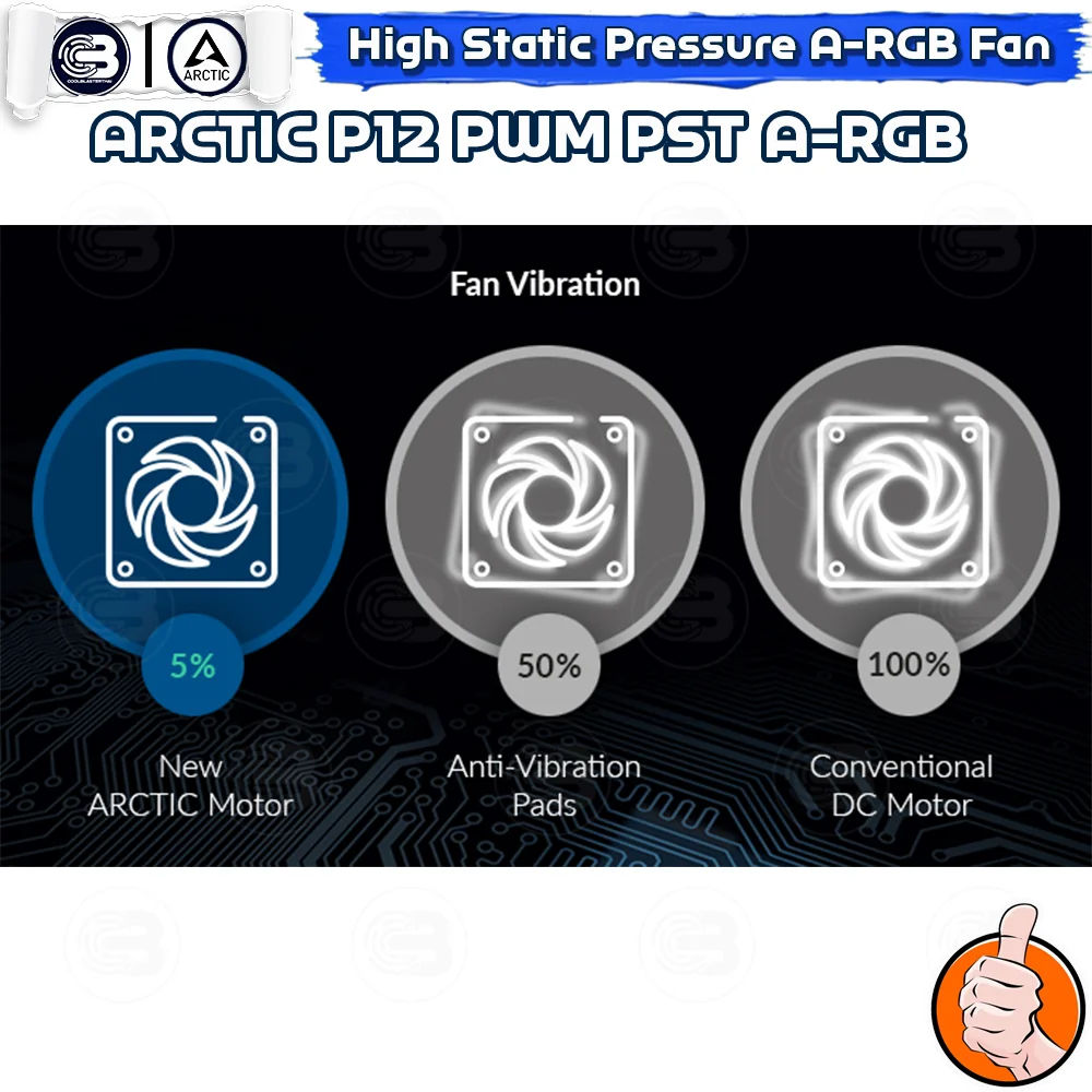 [CoolBlasterThai] ARCTIC P12 PWM PST A-RGB 0dB Black (size 120 mm.) PC Fan Case ประกัน 6 ปี
